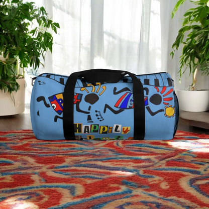 Afro Music Cartoon Piano Art Handcrafted Duffel Bag - Musician Gift, Travel Bag