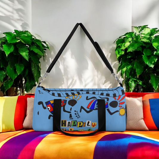 Afro Music Cartoon Piano Art Handcrafted Duffel Bag - Musician Gift, Travel Bag