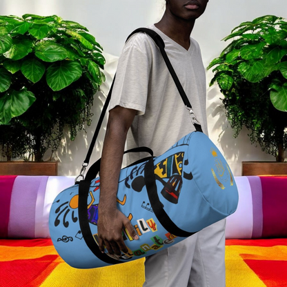 Afro Music Cartoon Piano Art Handcrafted Duffel Bag - Musician Gift, Travel Bag
