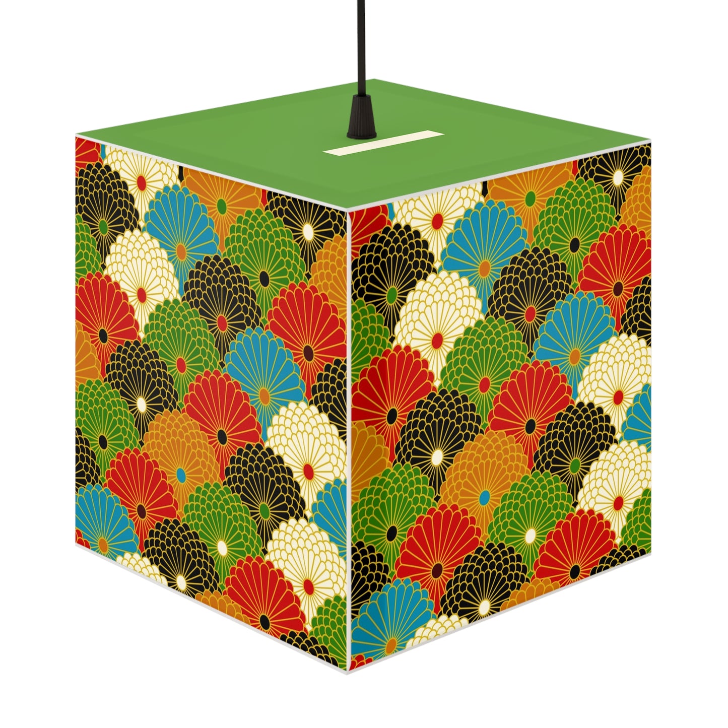 Japanese Fan Pattern Light Cube Lamp — Colorful Scallop Decorative Night Light