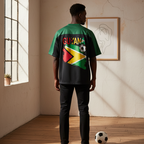 Guyana Flag Themed Unisex Graphic Oversized Mesh V-Neck Soccer Jersey