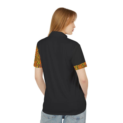 Half Kente Print Polo Shirt — African Heritage Pattern Polo