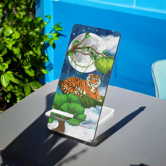 Tiger-Themed Smartphone Display Stand - Jungle Night Design