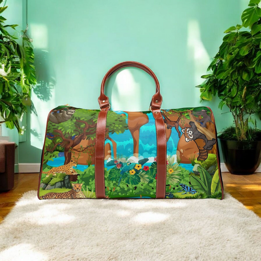 Vibrant Waterproof Travel Bag - Jungle Animals Design for Adventurers