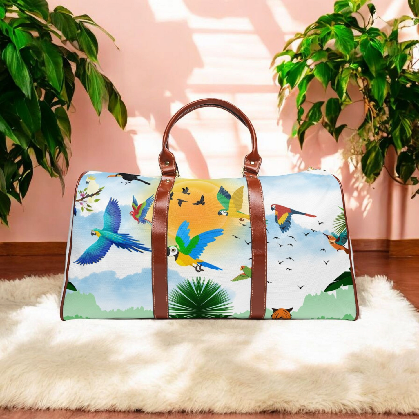 Vibrant Tropical Waterproof Travel Bag - Perfect for Adventurers and Getaways