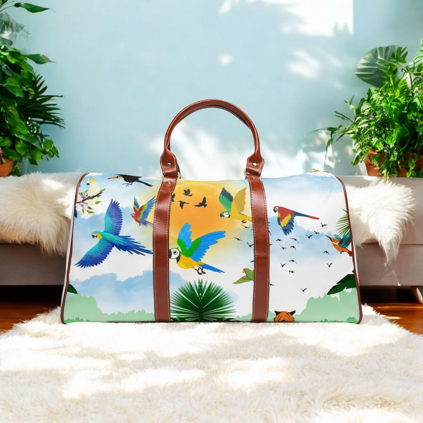 Vibrant Tropical Waterproof Travel Bag - Perfect for Adventurers and Getaways