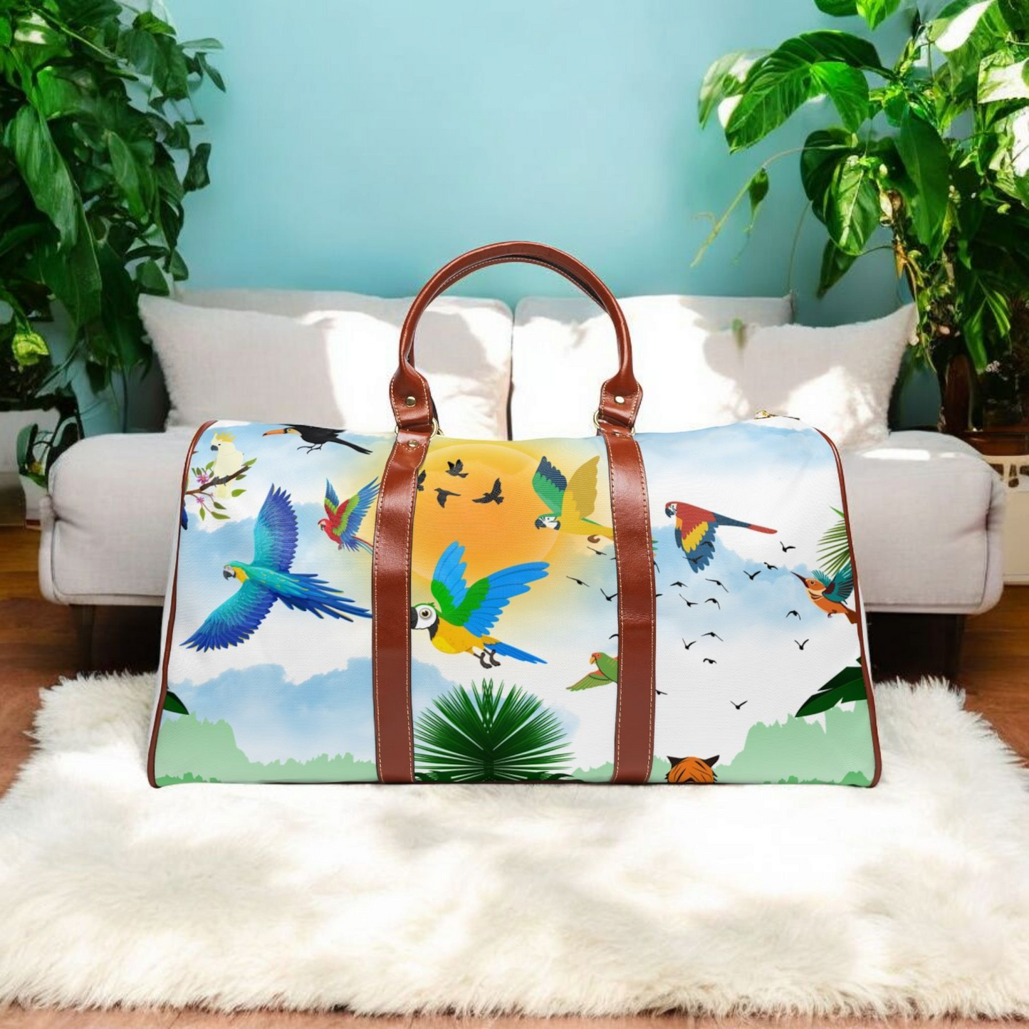 Vibrant Tropical Waterproof Travel Bag - Perfect for Adventurers and Getaways