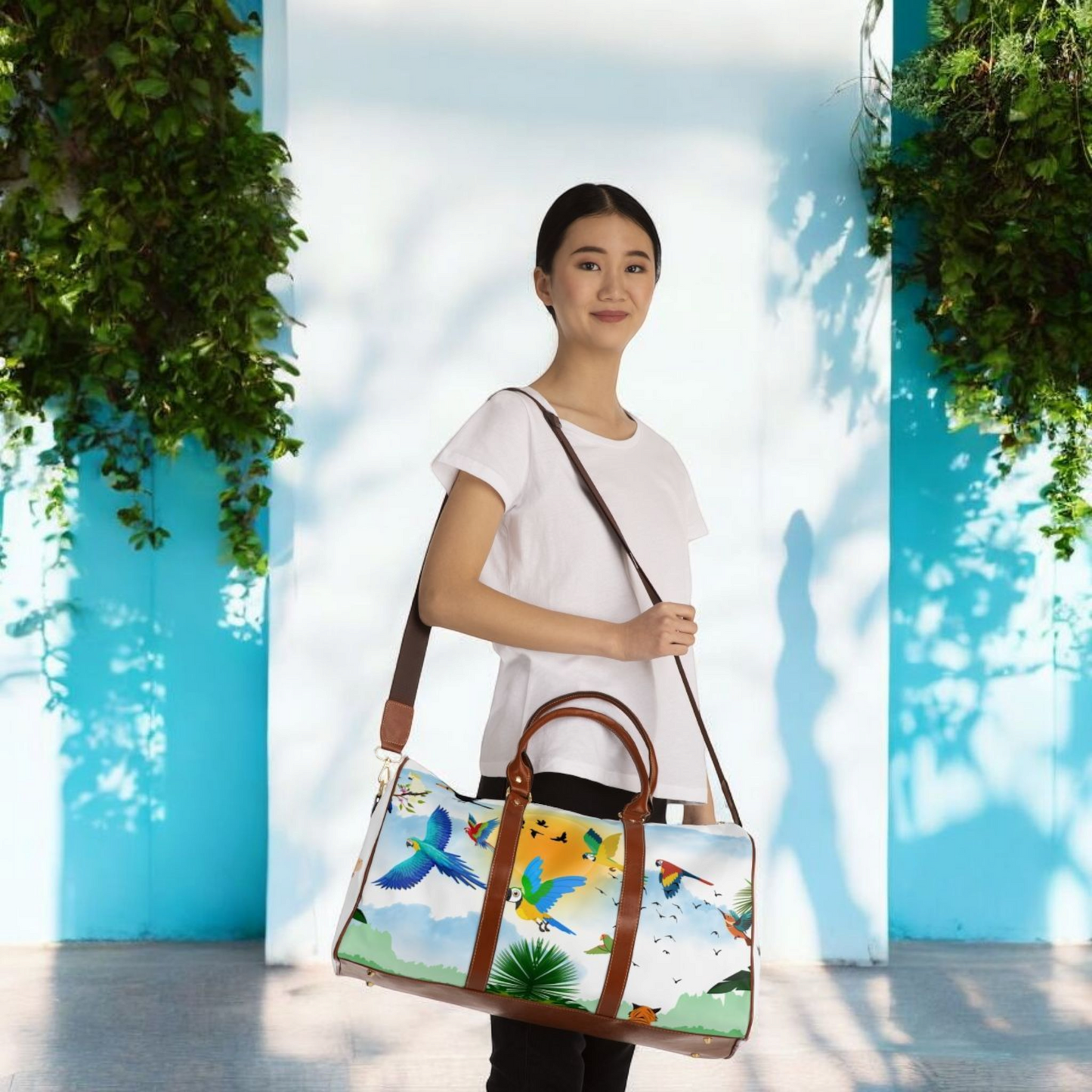 Vibrant Tropical Waterproof Travel Bag - Perfect for Adventurers and Getaways
