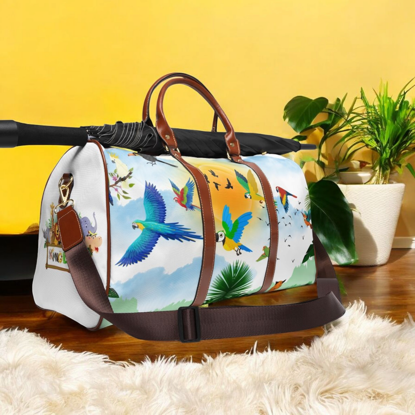 Vibrant Tropical Waterproof Travel Bag - Perfect for Adventurers and Getaways