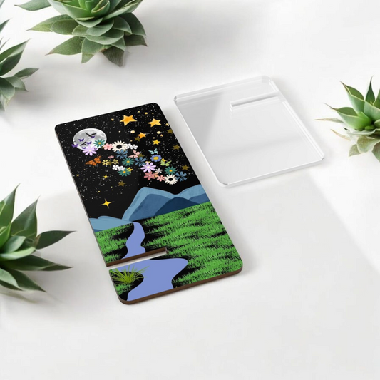 Floral Celestial Smartphone Stand - Aesthetic Mobile Display for Home or Office