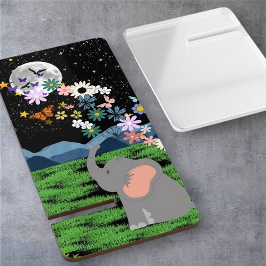 Elephant Floral Celestial Smartphone Stand - Aesthetic Mobile Display for Home or Office