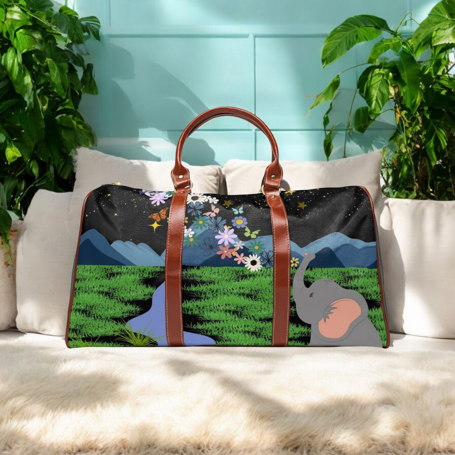Elephant Adventure Waterproof Travel Bag - Nature-Inspired Design for Eco-Friendly Travelers