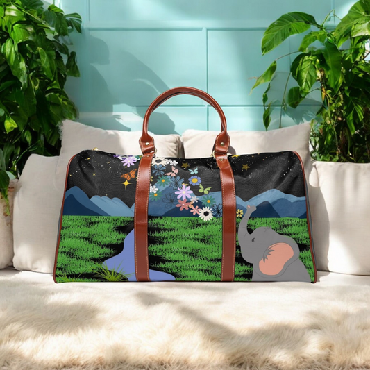 Elephant Adventure Waterproof Travel Bag - Nature-Inspired Design for Eco-Friendly Travelers