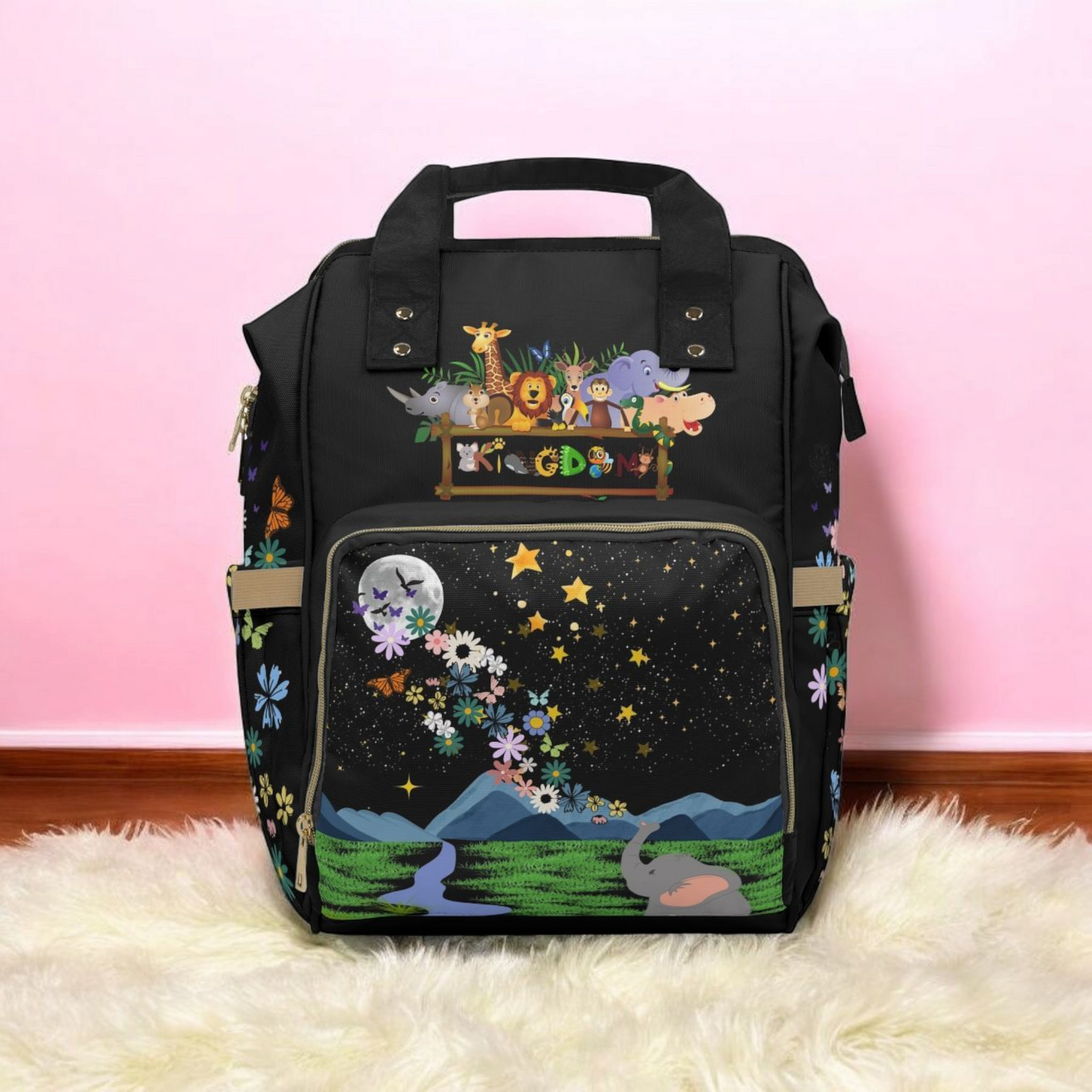 Whimsical Animal-Themed Multifunctional Diaper Backpack - Perfect for Parents on the Go!