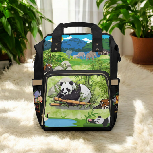Eco-Friendly Panda Design Diaper Backpack for Parents on the Go