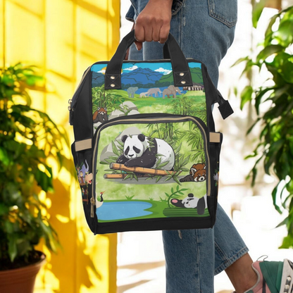 Eco-Friendly Panda Design Diaper Backpack for Parents on the Go