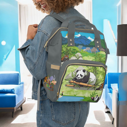 Eco-Friendly Panda Design Diaper Backpack for Parents on the Go