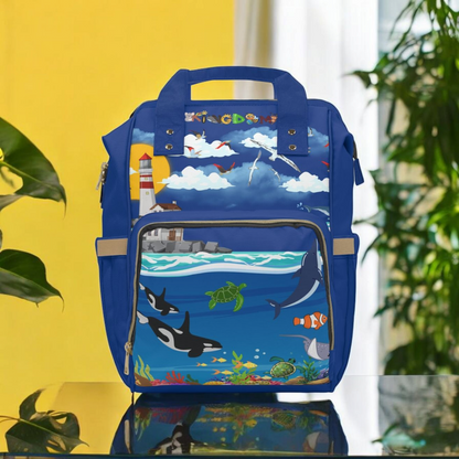 Aquatic Animals Themed Adventure Multifunctional Diaper Backpack
