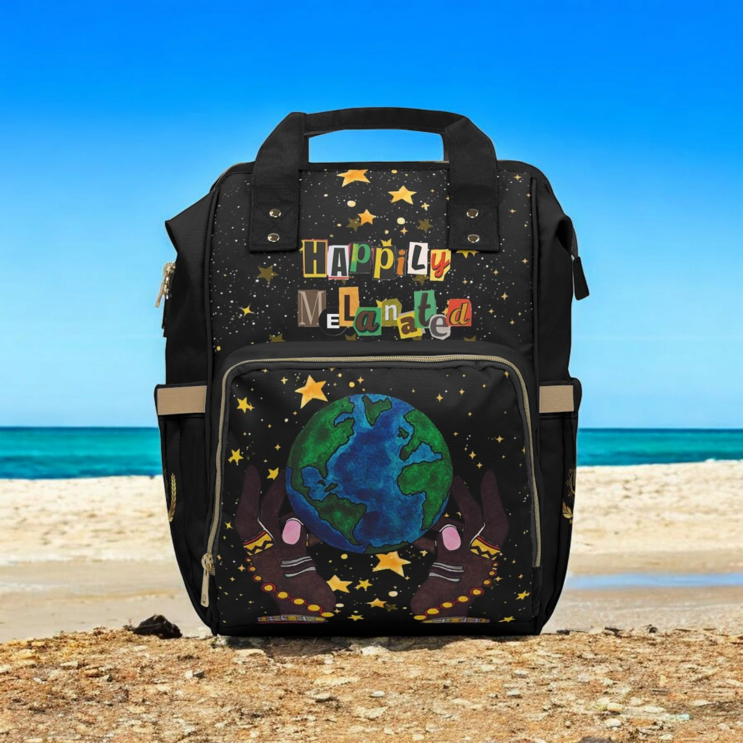 Ethnic Cosmic Themed Multifunctional Diaper Backpack - Stylish & Versatile Baby Bag