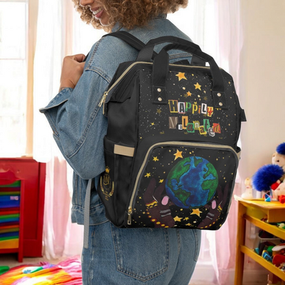 Ethnic Cosmic Themed Multifunctional Diaper Backpack - Stylish & Versatile Baby Bag