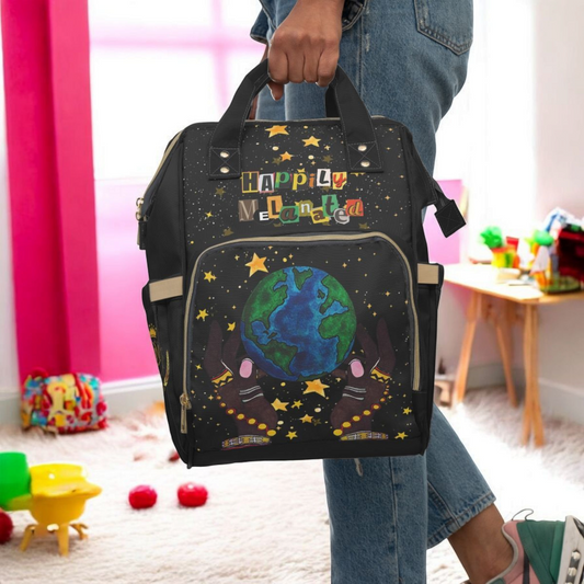 Ethnic Cosmic Themed Multifunctional Diaper Backpack - Stylish & Versatile Baby Bag