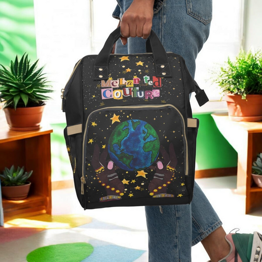 Ethnic Cosmic Themed Multifunctional Diaper Backpack - Stylish & Versatile Baby Bag