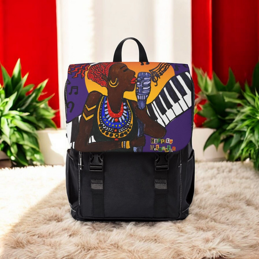 Afro Singer, Music-Inspired Unisex Shoulder Backpack - Stylish & Functional