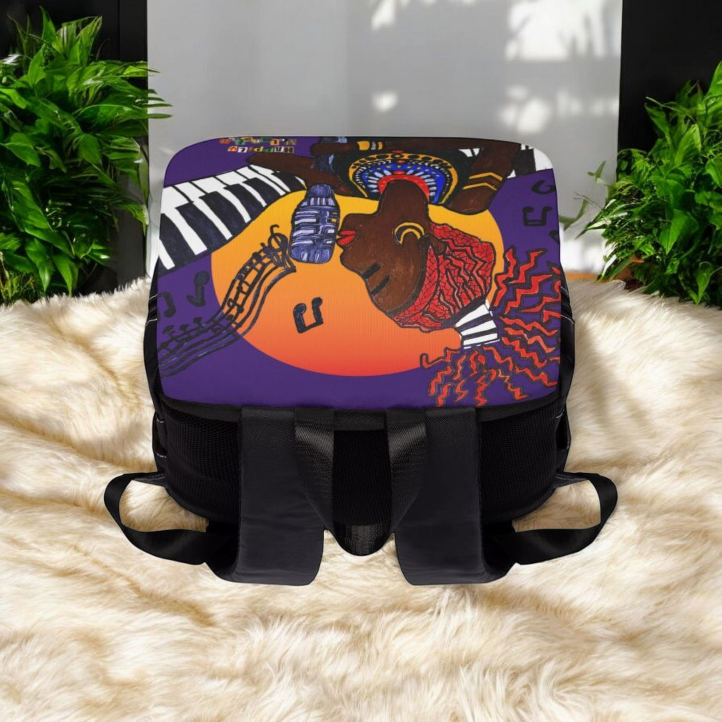 Afro Singer, Music-Inspired Unisex Shoulder Backpack - Stylish & Functional