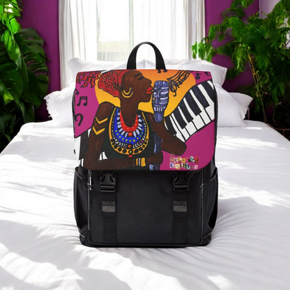 Afro Singer, Ethnic Music-Inspired Unisex Shoulder Backpack - Stylish & Functional
