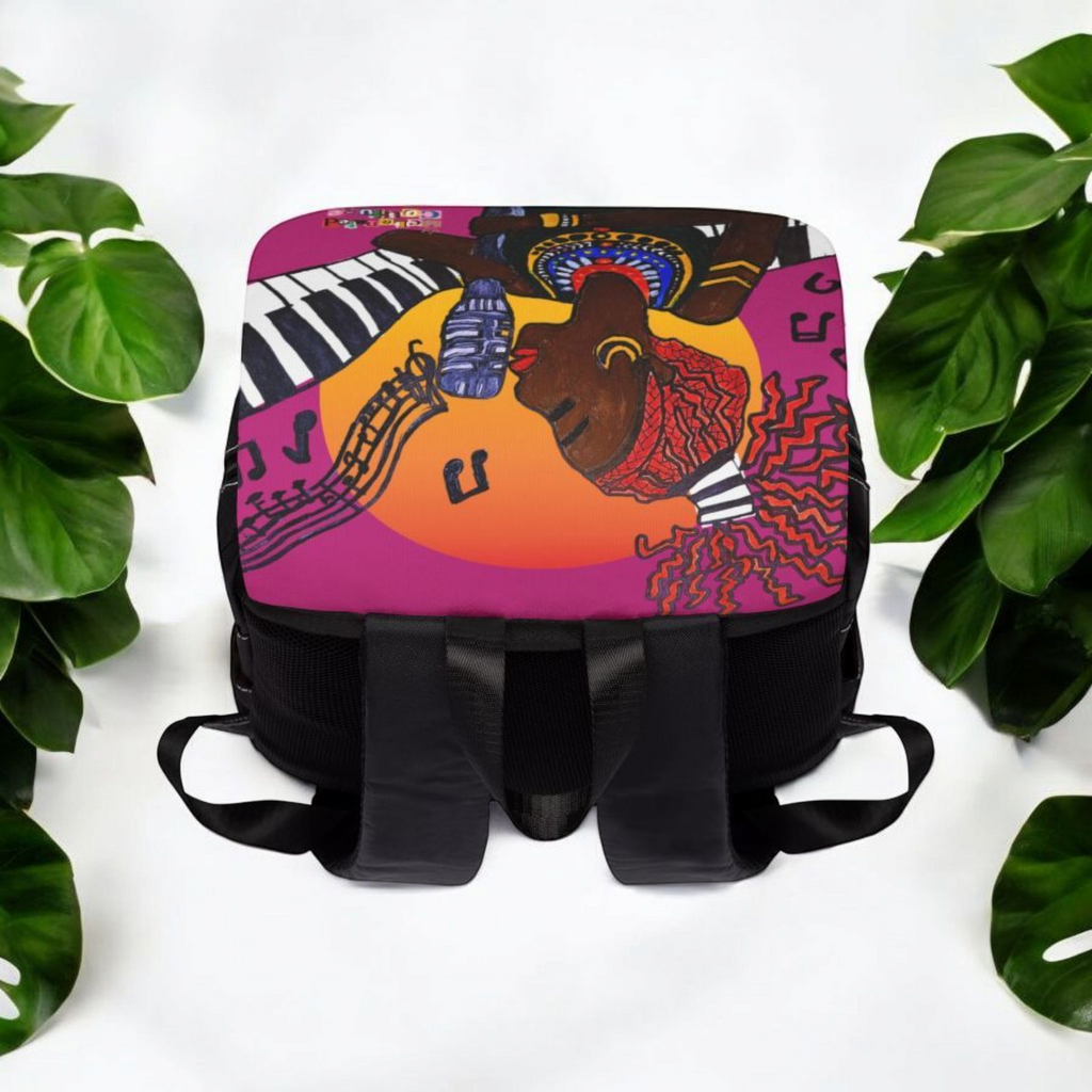 Afro Singer, Ethnic Music-Inspired Unisex Shoulder Backpack - Stylish & Functional Printify