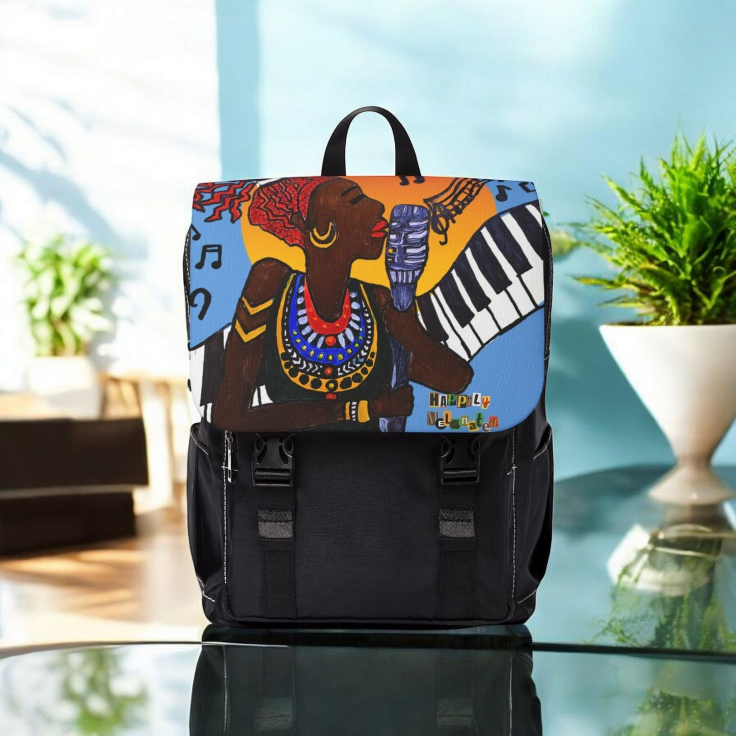 Afro Singer, Jazz Music-Inspired Unisex Shoulder Backpack - Stylish & Functional