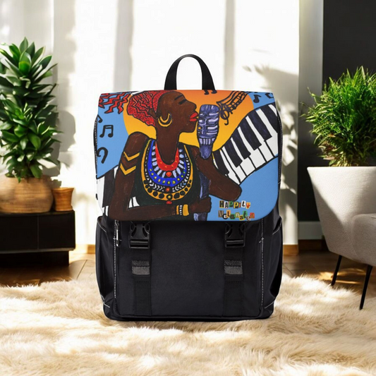 Afro Singer, Jazz Music-Inspired Unisex Shoulder Backpack - Stylish & Functional