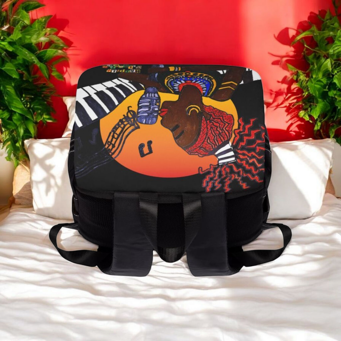 Afro Singer, Ethnic Music-Inspired Unisex Shoulder Backpack - Stylish & Functional