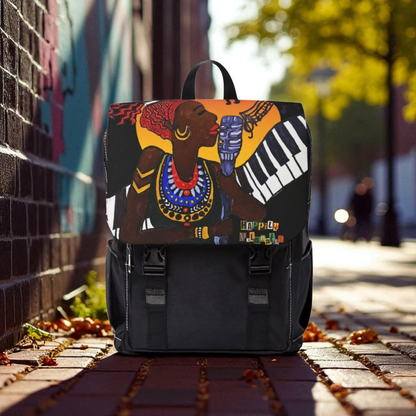 Afro Singer, Ethnic Music-Inspired Unisex Shoulder Backpack - Stylish & Functional