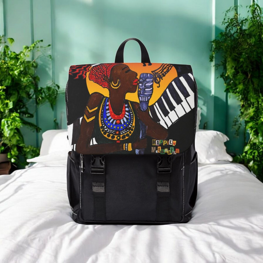 Afro Singer, Ethnic Music-Inspired Unisex Shoulder Backpack - Stylish & Functional