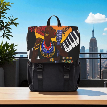 Afro Singer, Ethnic Music-Inspired Unisex Shoulder Backpack - Stylish & Functional