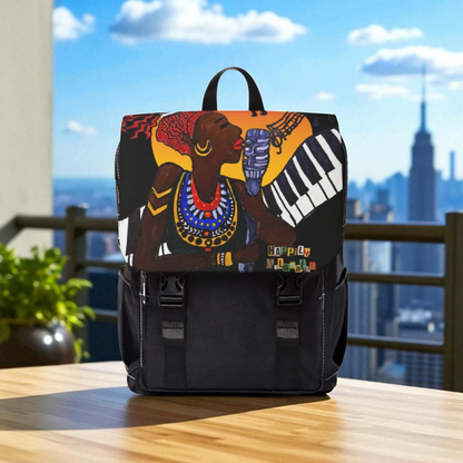 Afro Singer, Ethnic Music-Inspired Unisex Shoulder Backpack - Stylish & Functional