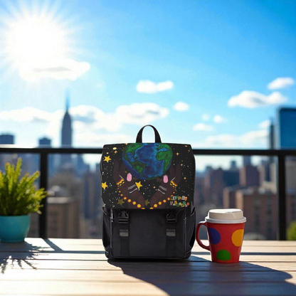 Colorful Earth-Themed Unisex Casual Shoulder Backpack - Perfect for Adventurers