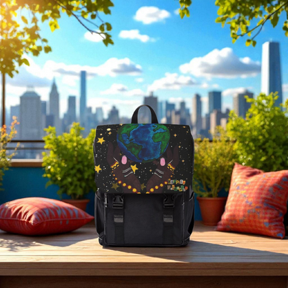 Colorful Earth-Themed Unisex Casual Shoulder Backpack - Perfect for Adventurers