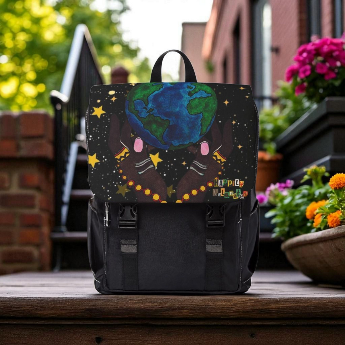 Colorful Earth-Themed Unisex Casual Shoulder Backpack - Perfect for Adventurers Printify