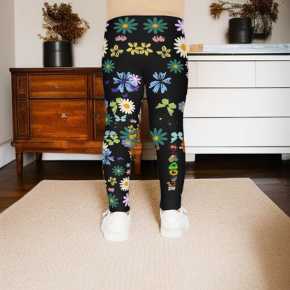 Colorful Floral Kids Leggings - Playful Butterfly & Flower Design