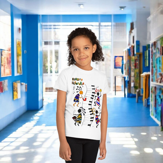 Afro Music Art Kids T-Shirt, Handcrafted Tee for Children, Kid's Graphic Tee