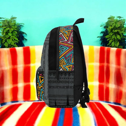 Afro Music Backpack, Music Lover Bag, Cartoon Print Rucksack, Ethnic Design