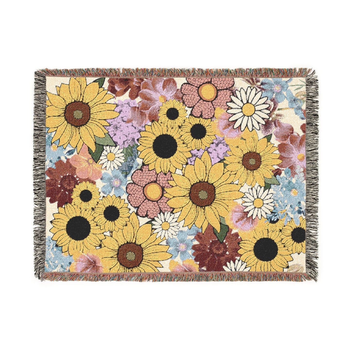 Sunflower Woven Throw Blanket — Cozy Floral Tapestry for Living Room & Gift