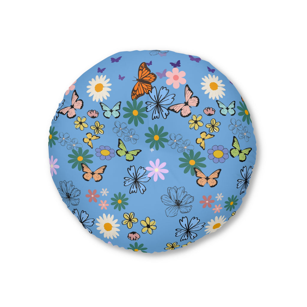 Floral Tufted Floor Pillow - Round Cushion for Cozy Decor Printify