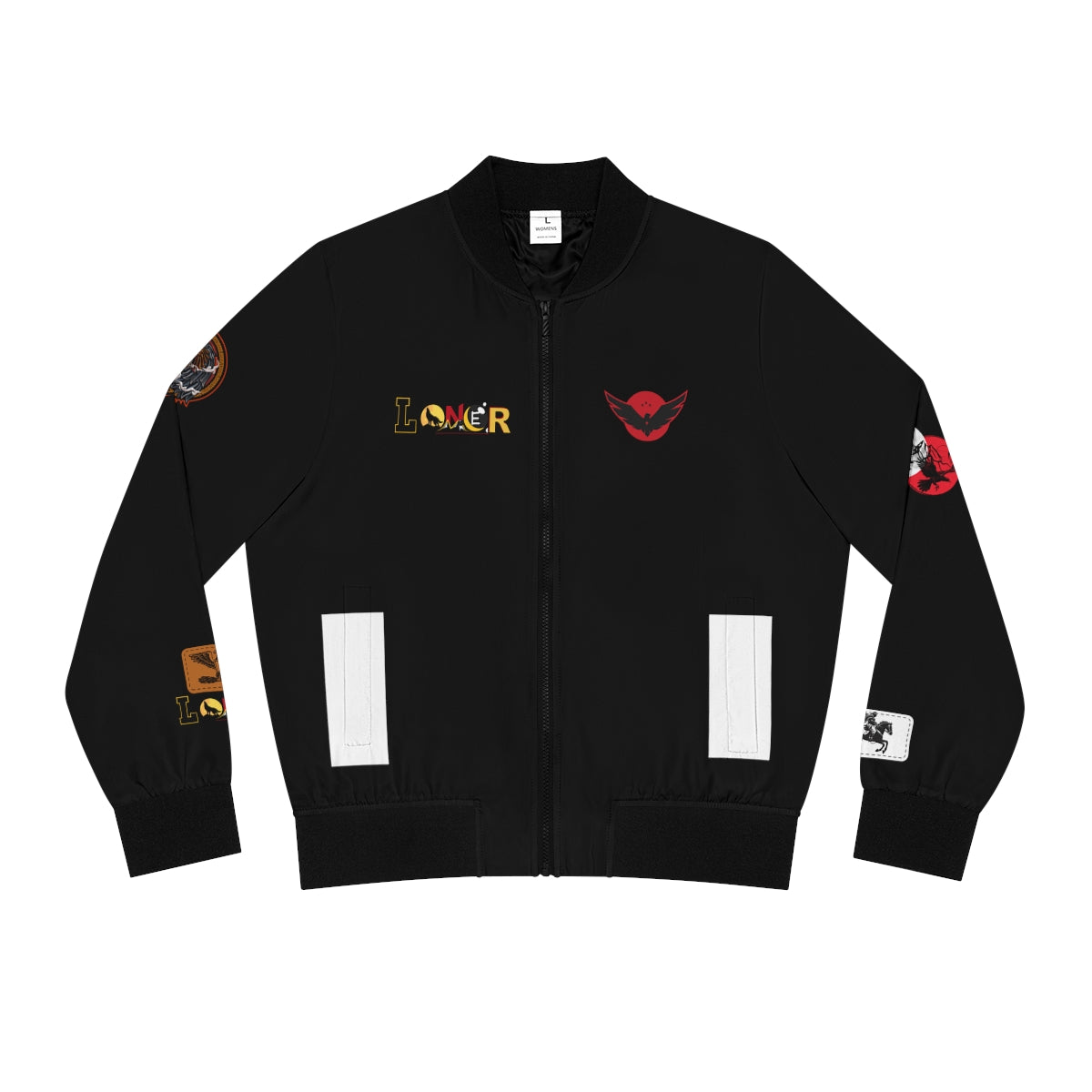 Wolf Themed Women's Bomber Jacket, Illusion Art Graphic Outerwear