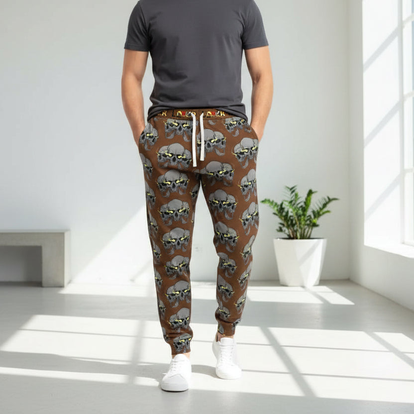 Unisex Skull Print Athletic Joggers, Trendy Loungewear, Casual Fitness Pants