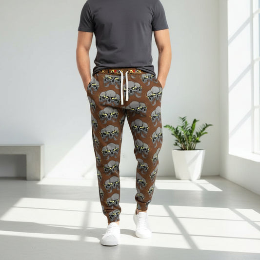 Unisex Skull Print Athletic Joggers, Trendy Loungewear, Casual Fitness Pants