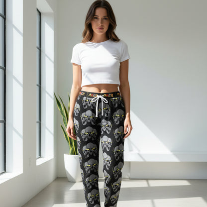 Unisex Gothic Skull Print Athletic Joggers, Trendy Loungewear, Casual Fitness Pants