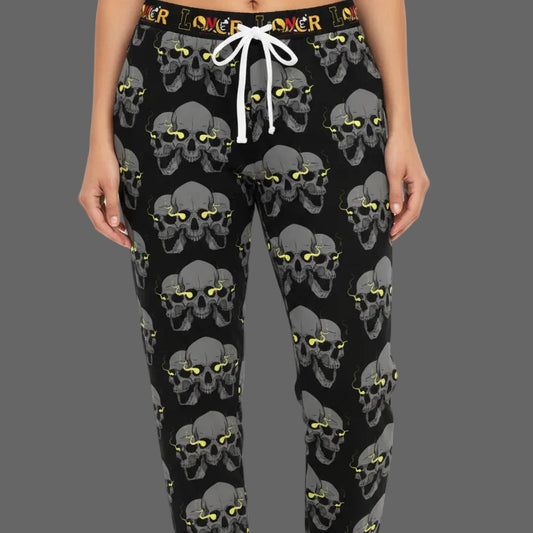 Unisex Gothic Skull Print Athletic Joggers, Trendy Loungewear, Casual Fitness Pants